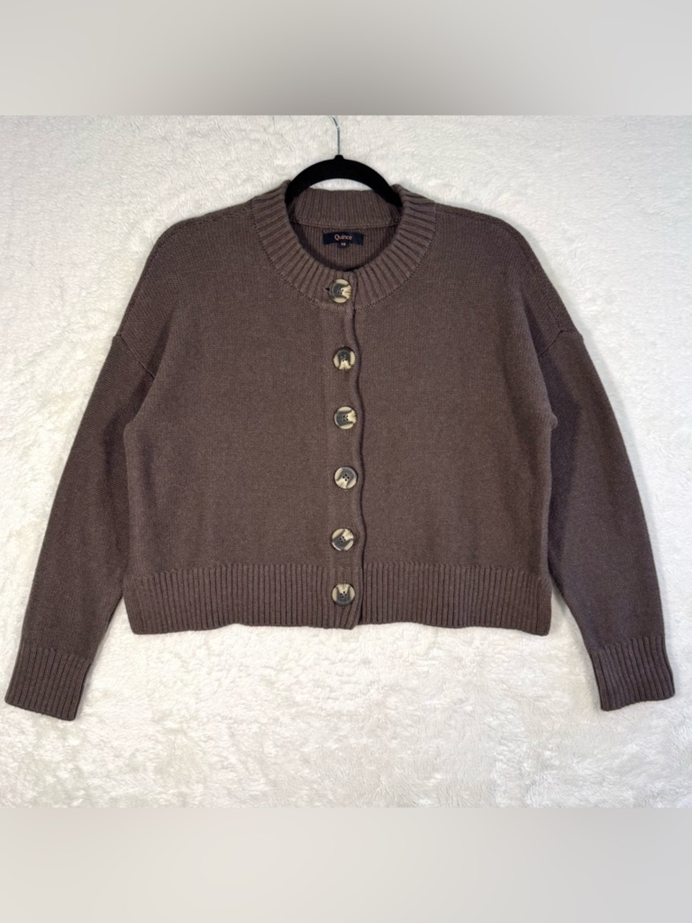 Quince Brown Cropped Button-Up Cardigan Sweater - Picture 2 of 9